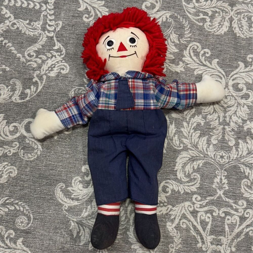 Vintage Applause Raggedy Andy Doll 16" with Plaid Shirt & Hat